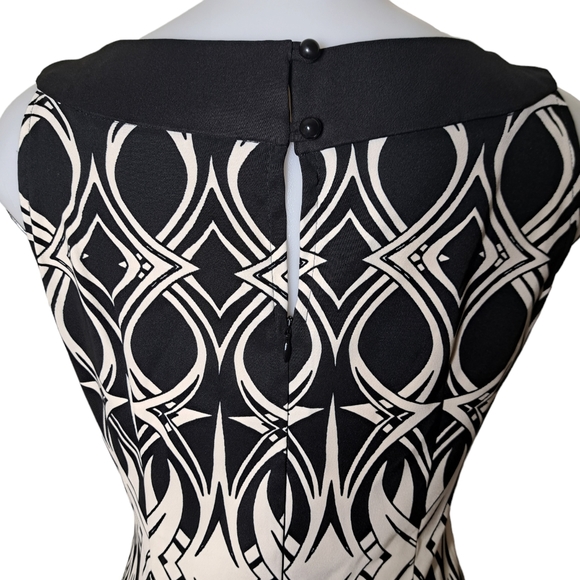 Connected Apparel Pencil Cream & Black Women's Sleeveless Dress 10 - Picture 6 of 14
